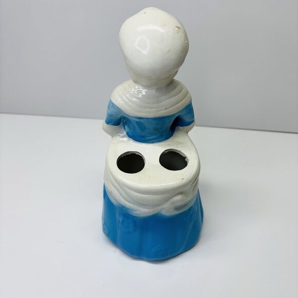 Vintage Kitchen Utensil Holder Home Sweet Home Old Lady Grandma White Blue 9.5" - Picture 8 of 12